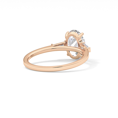 Oval  Three Stone Lab Grown Diamond Engagement Ring