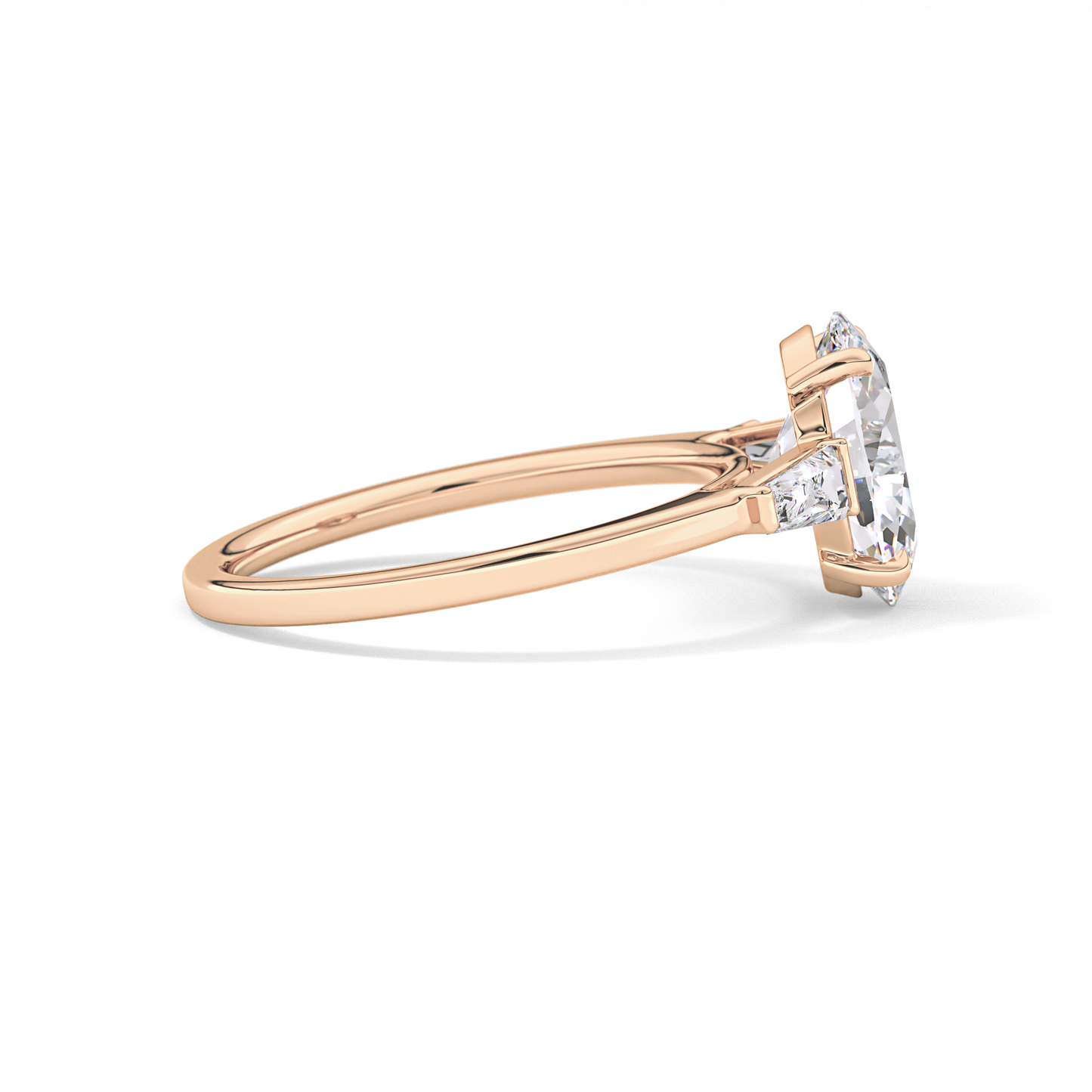 Oval  Three Stone Lab Grown Diamond Engagement Ring