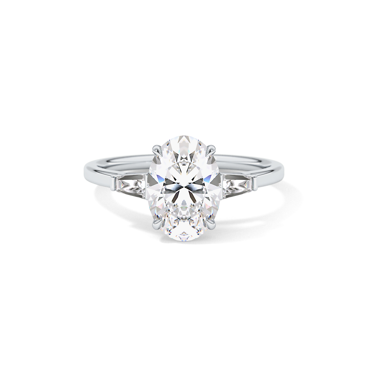 Oval  Three Stone Lab Grown Diamond Engagement Ring