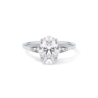 Oval  Three Stone Lab Grown Diamond Engagement Ring