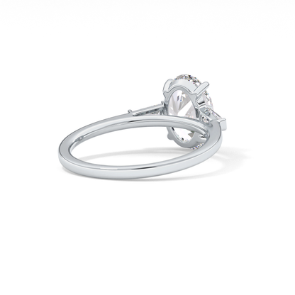 Oval  Three Stone Lab Grown Diamond Engagement Ring