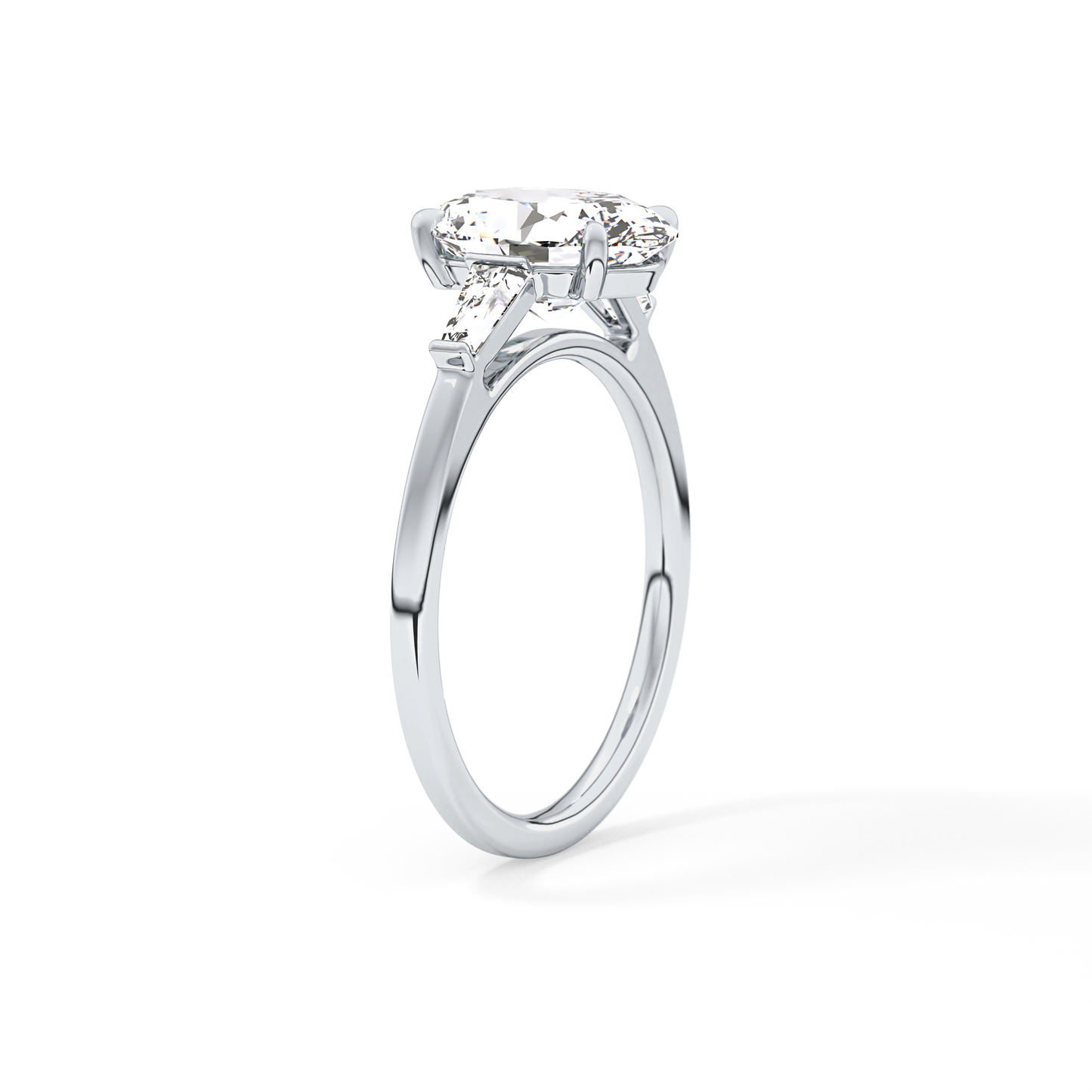 Oval  Three Stone Lab Grown Diamond Engagement Ring