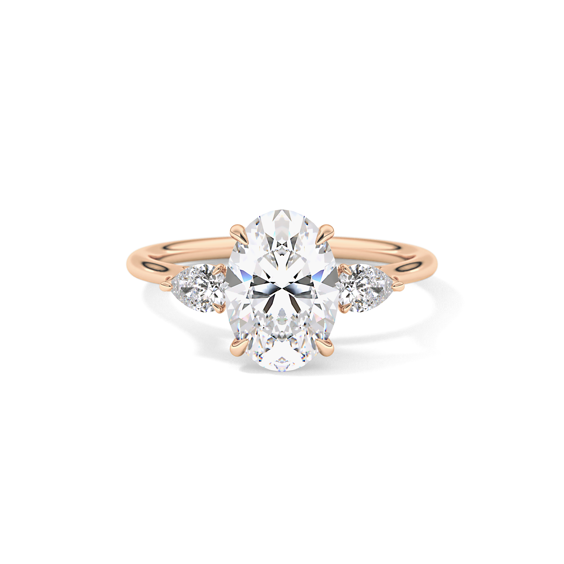 Oval Three Stone Lab Grown Diamond Engagement Ring