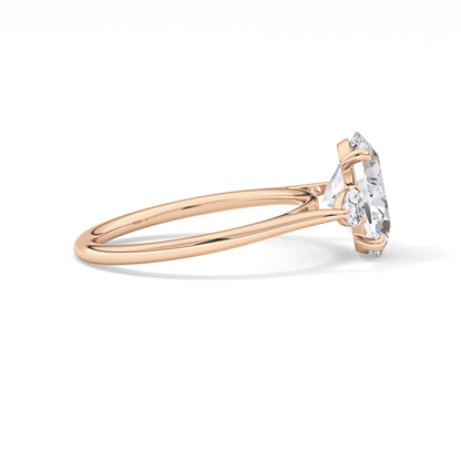 Oval Three Stone Lab Grown Diamond Engagement Ring