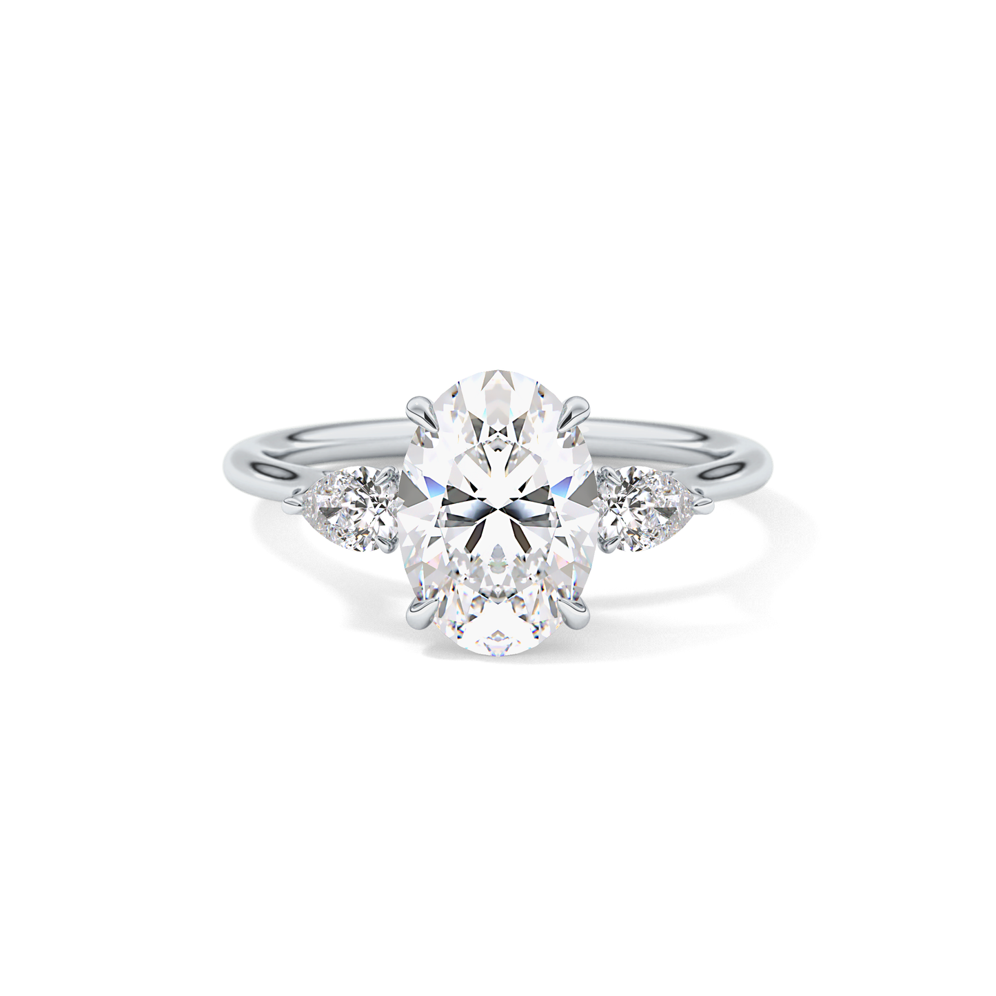 Oval Three Stone Lab Grown Diamond Engagement Ring