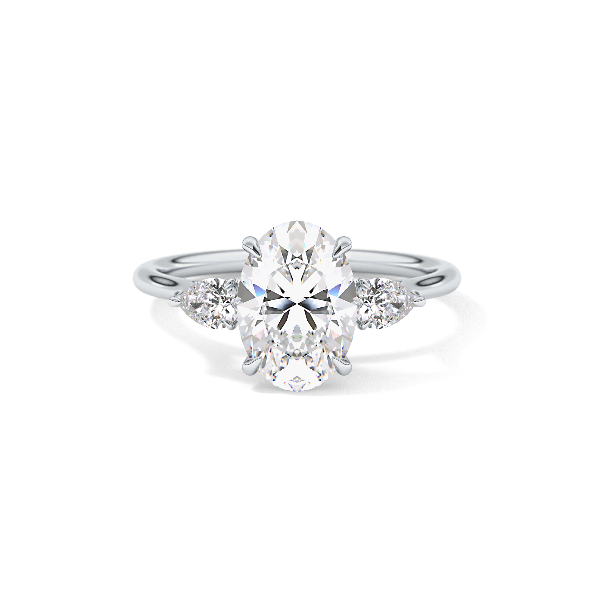 Oval Three Stone Lab Grown Diamond Engagement Ring