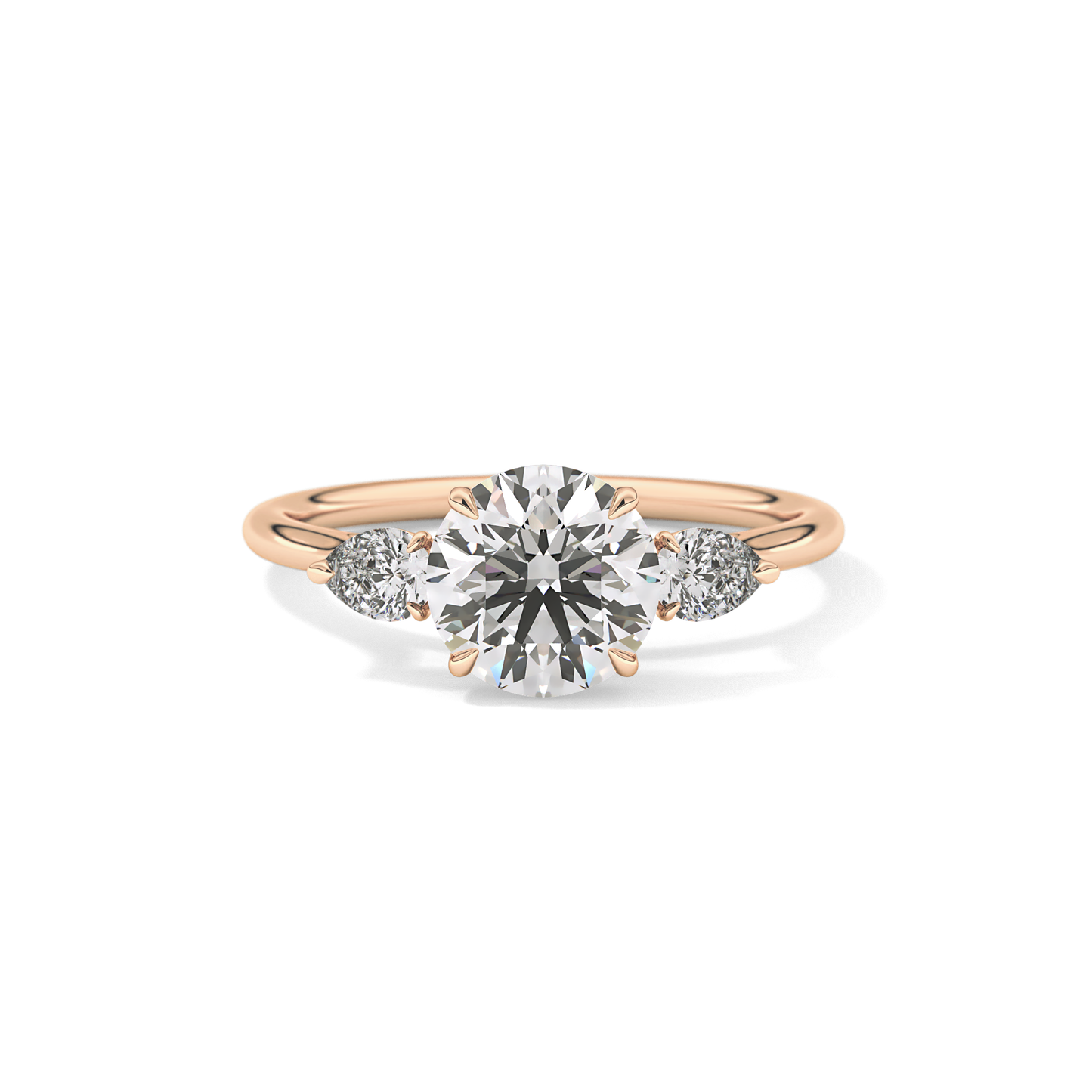 Round Three Stone Lab Grown Diamond Engagement Ring