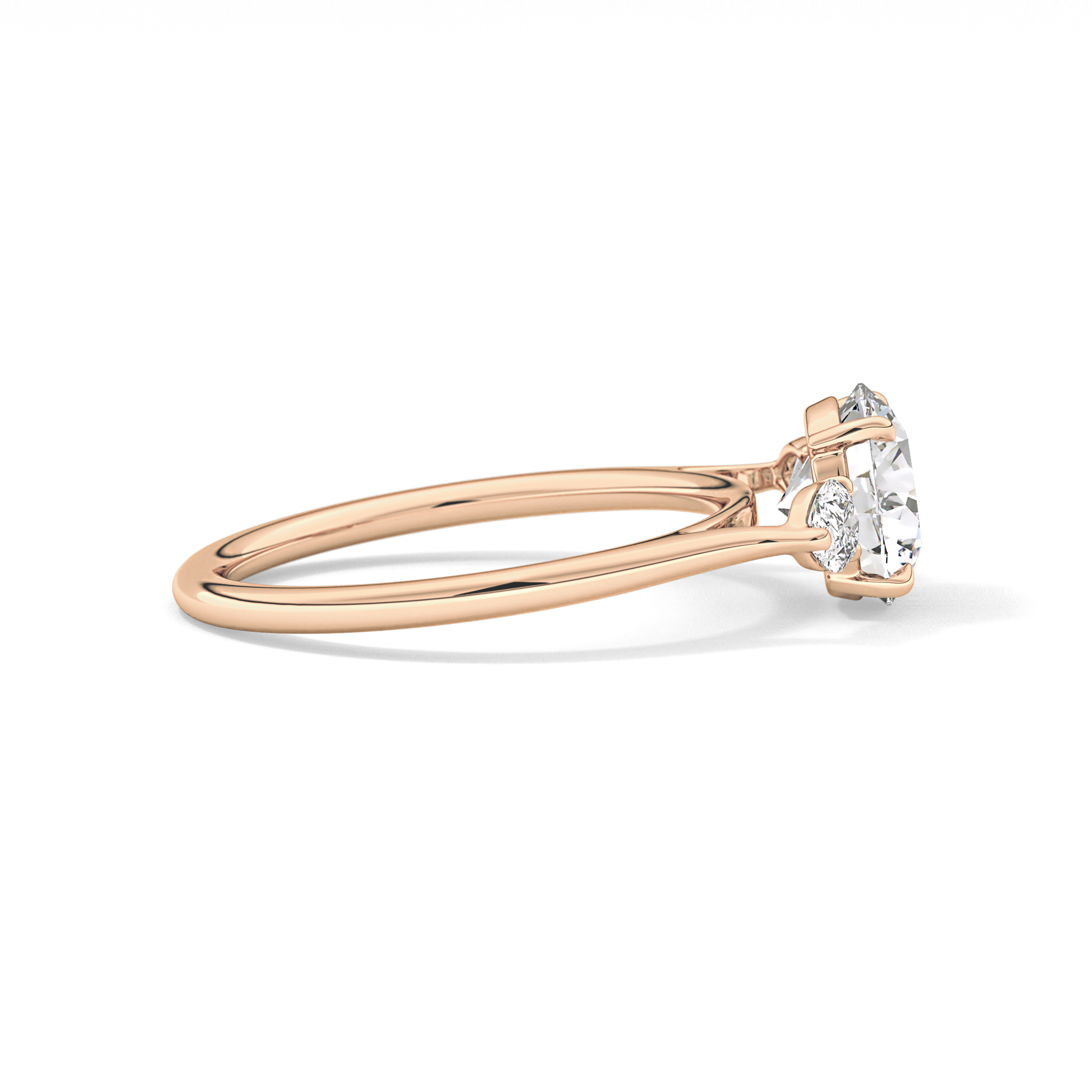 Round Three Stone Lab Grown Diamond Engagement Ring