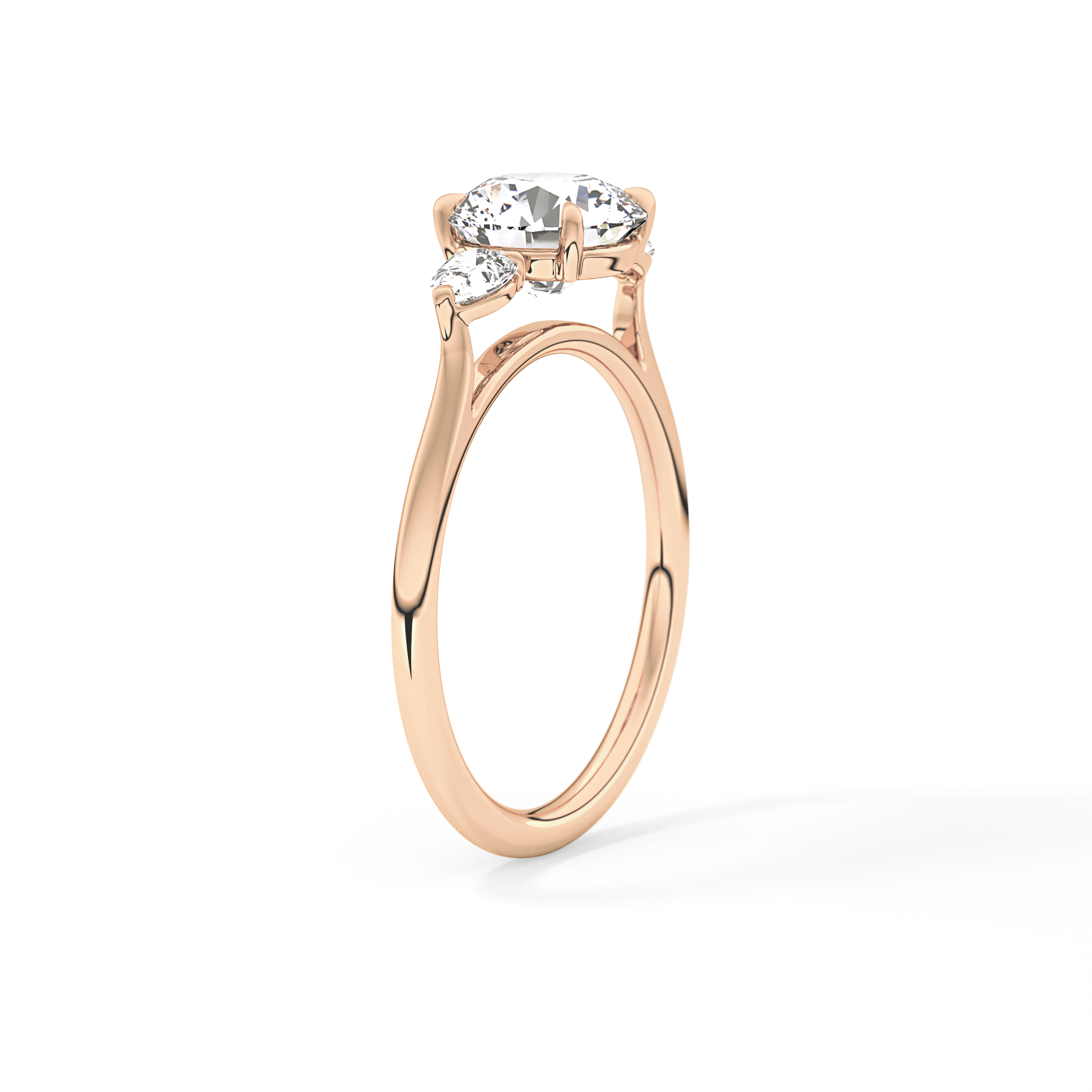 Round Three Stone Lab Grown Diamond Engagement Ring