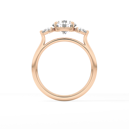 Round Three Stone Lab Grown Diamond Engagement Ring