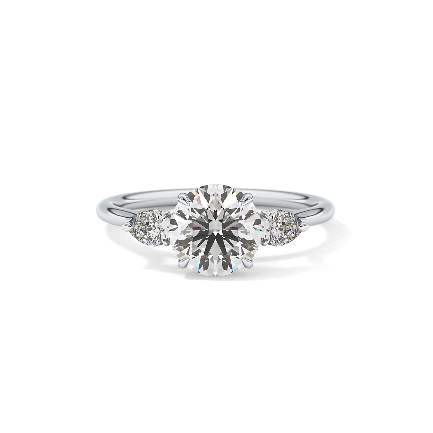 Round Three Stone Lab Grown Diamond Engagement Ring