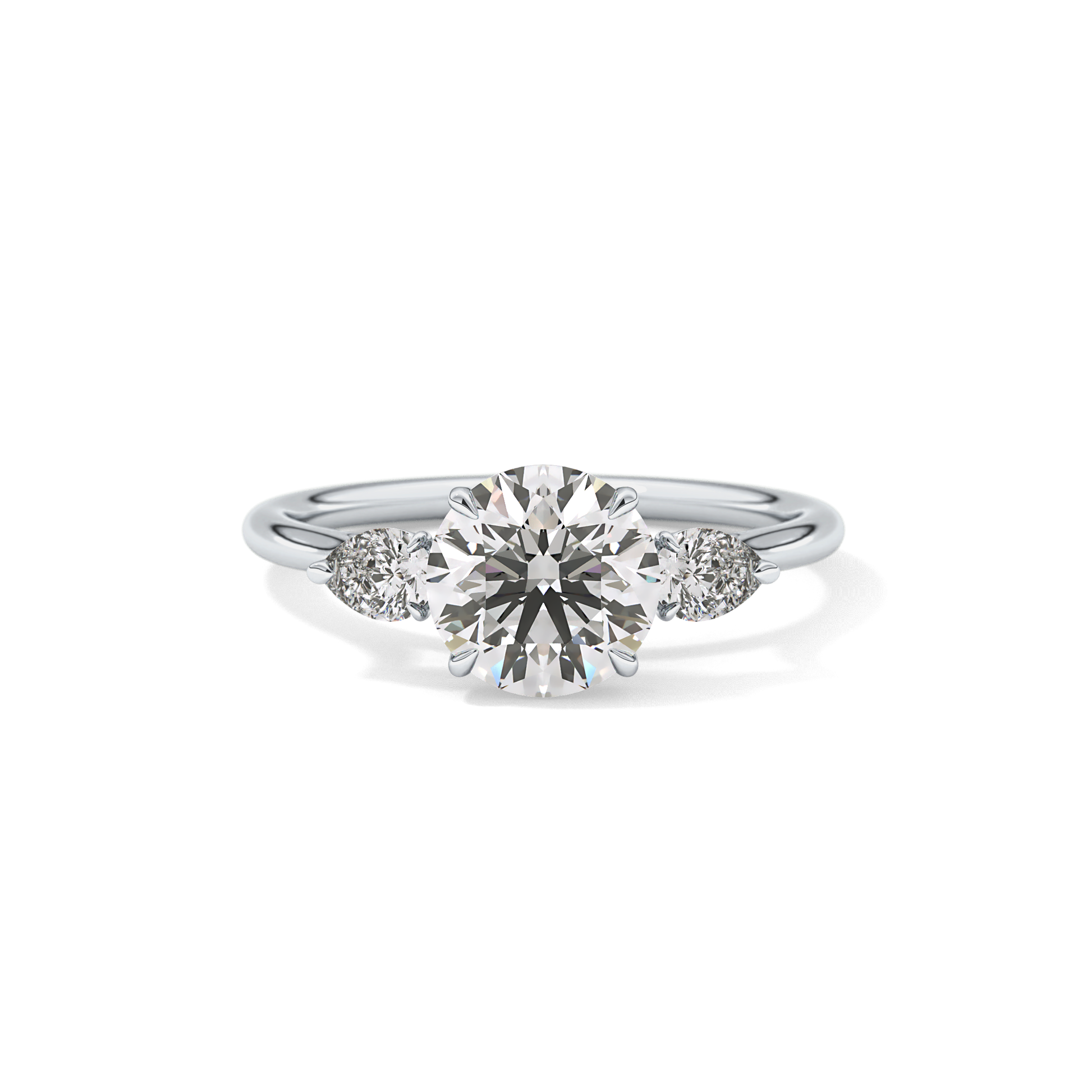 Round Three Stone Lab Grown Diamond Engagement Ring
