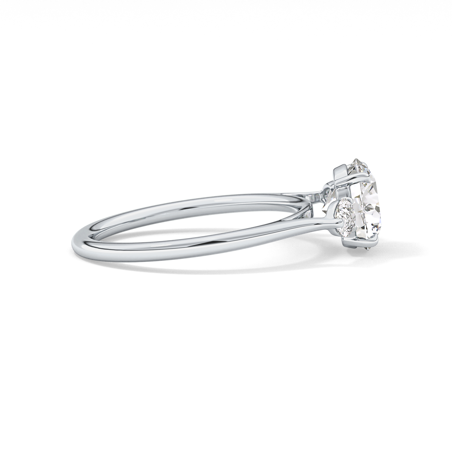 Round Three Stone Lab Grown Diamond Engagement Ring