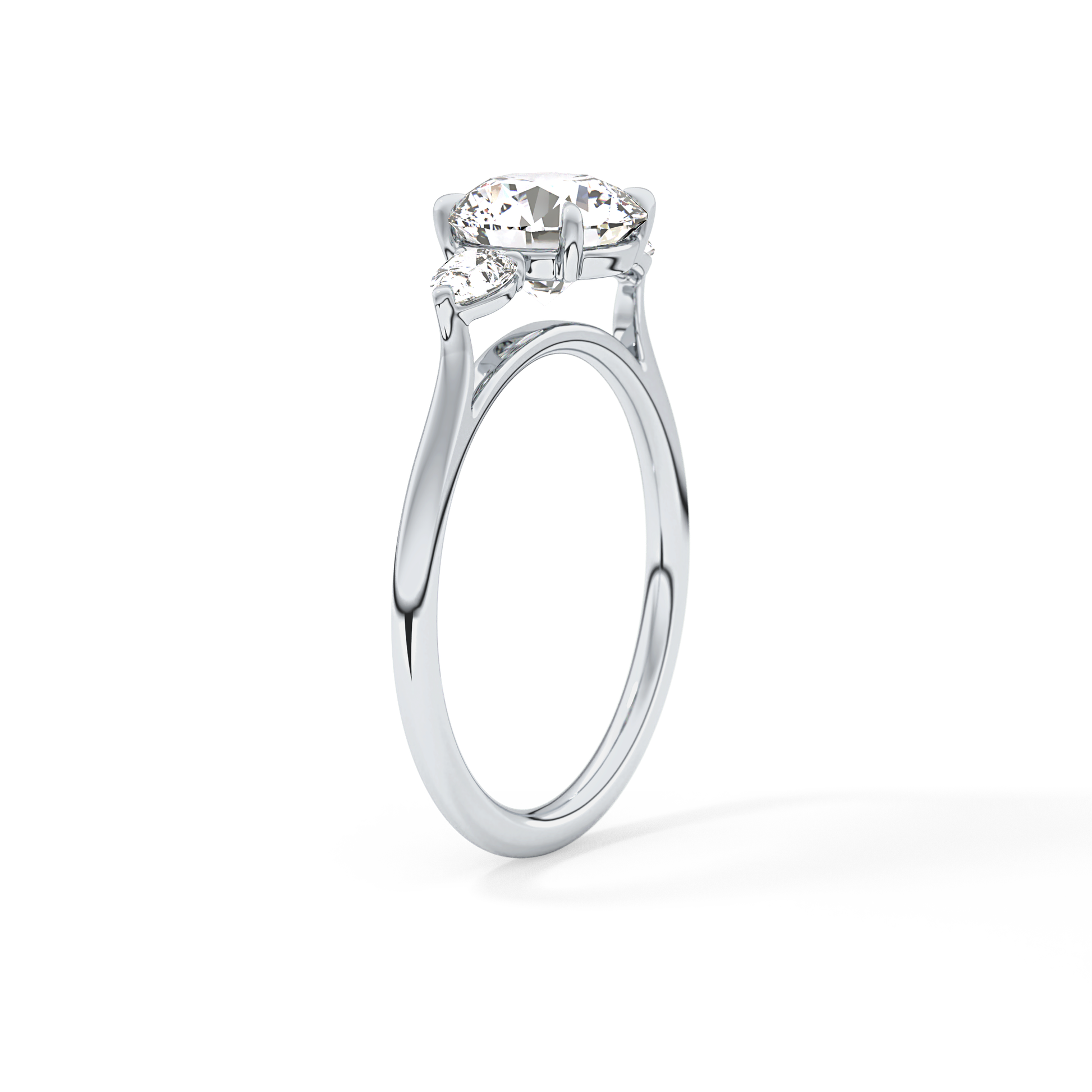 Round Three Stone Lab Grown Diamond Engagement Ring