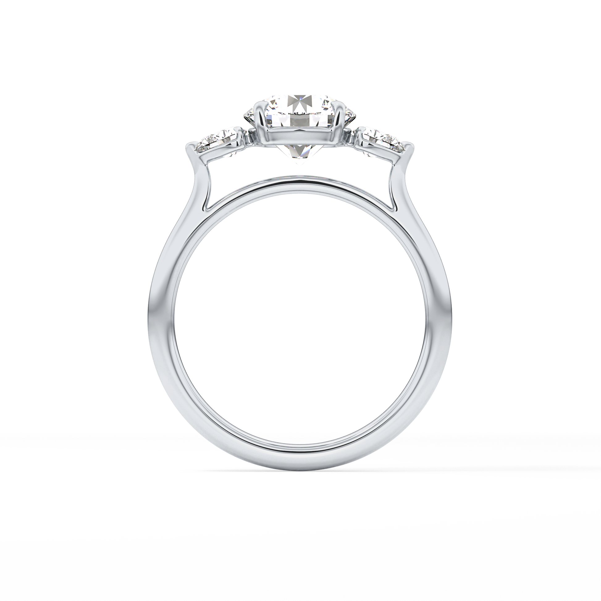 Round Three Stone Lab Grown Diamond Engagement Ring