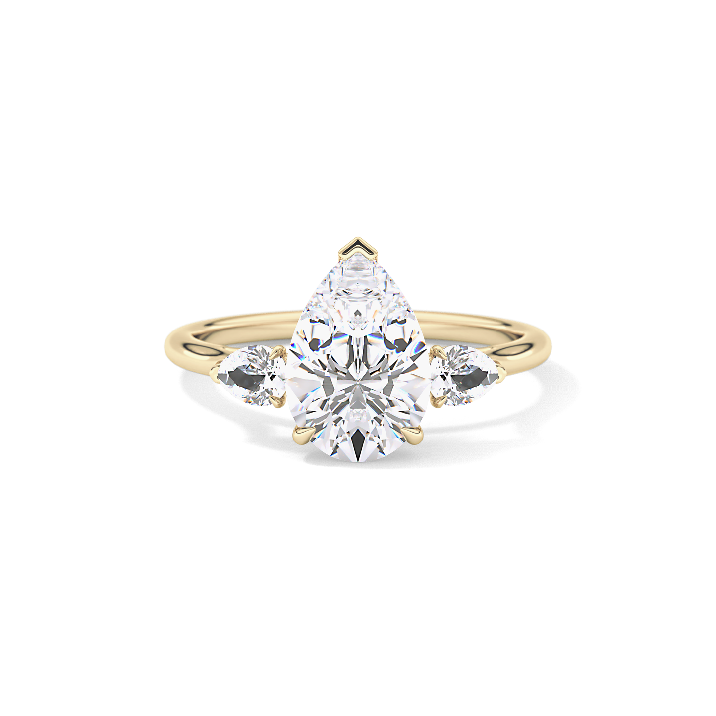 Pear Three Stone Lab Grown Diamond Engagement Ring
