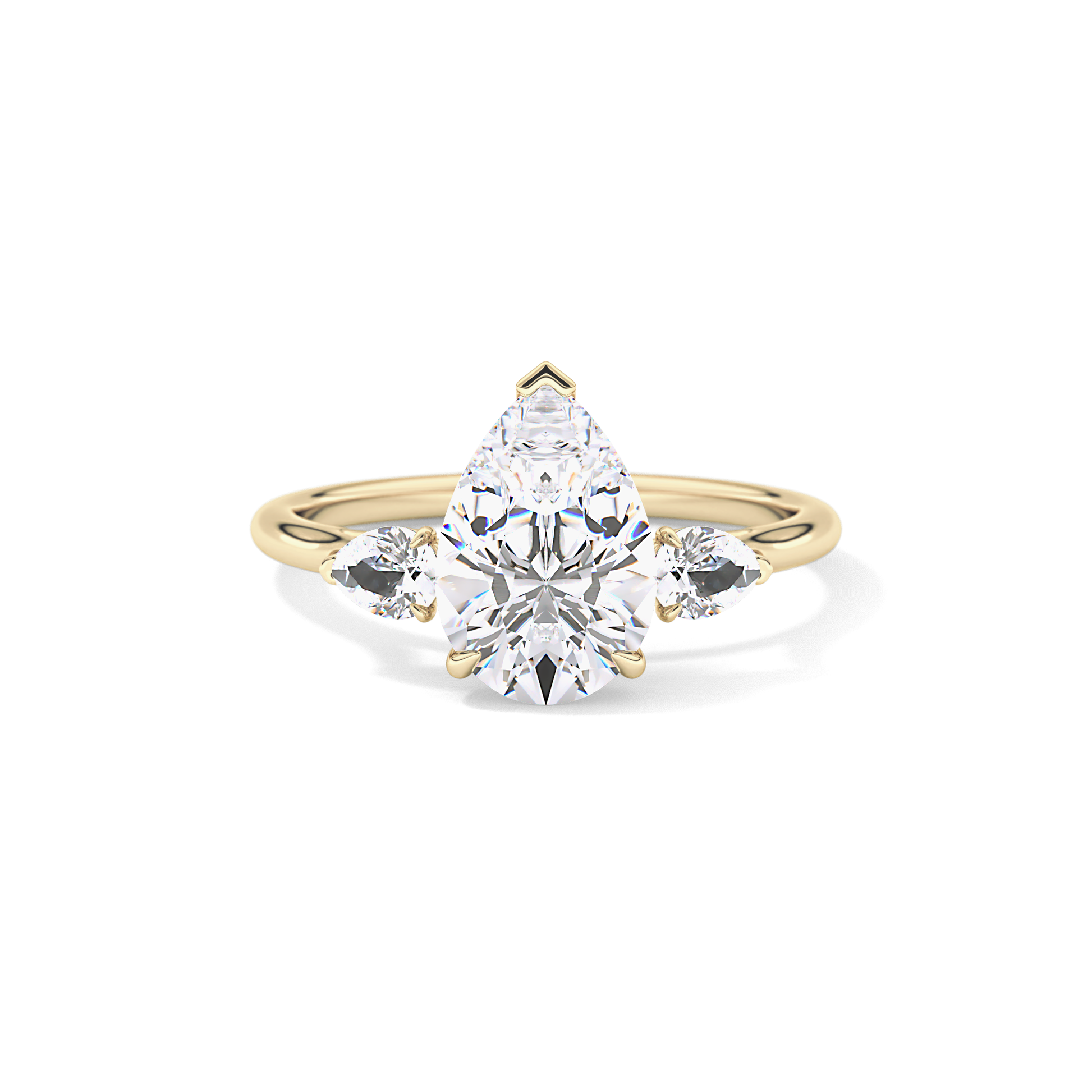 Pear Three Stone Lab Grown Diamond Engagement Ring