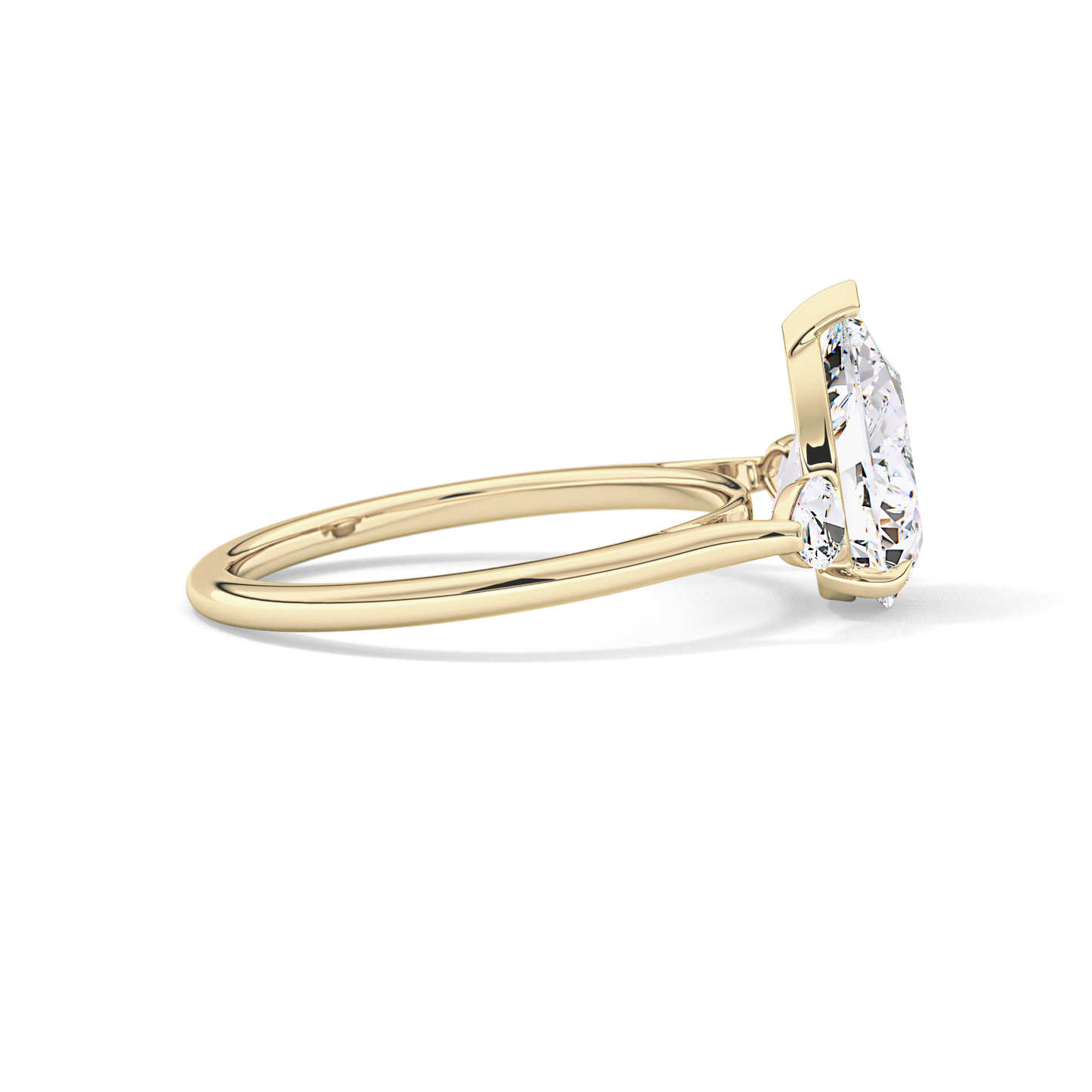 Pear Three Stone Lab Grown Diamond Engagement Ring