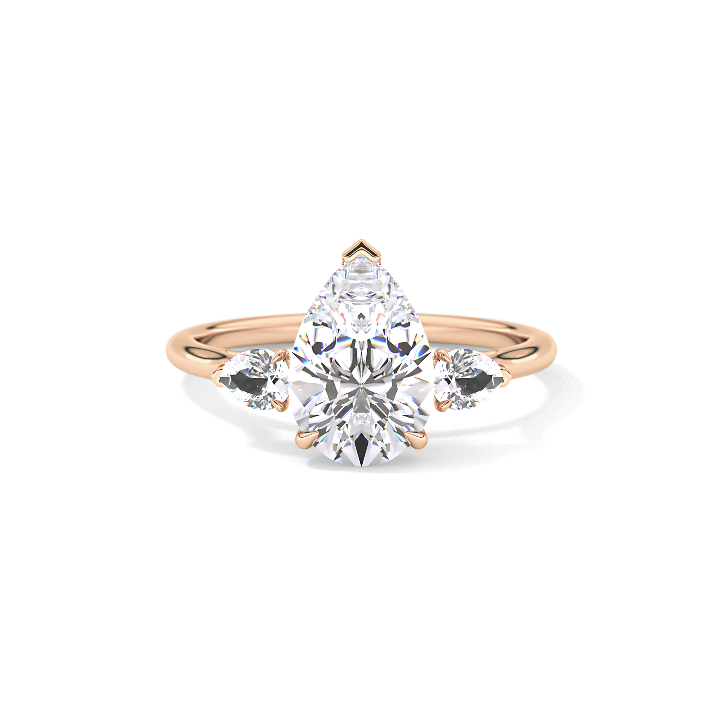 Pear Three Stone Lab Grown Diamond Engagement Ring