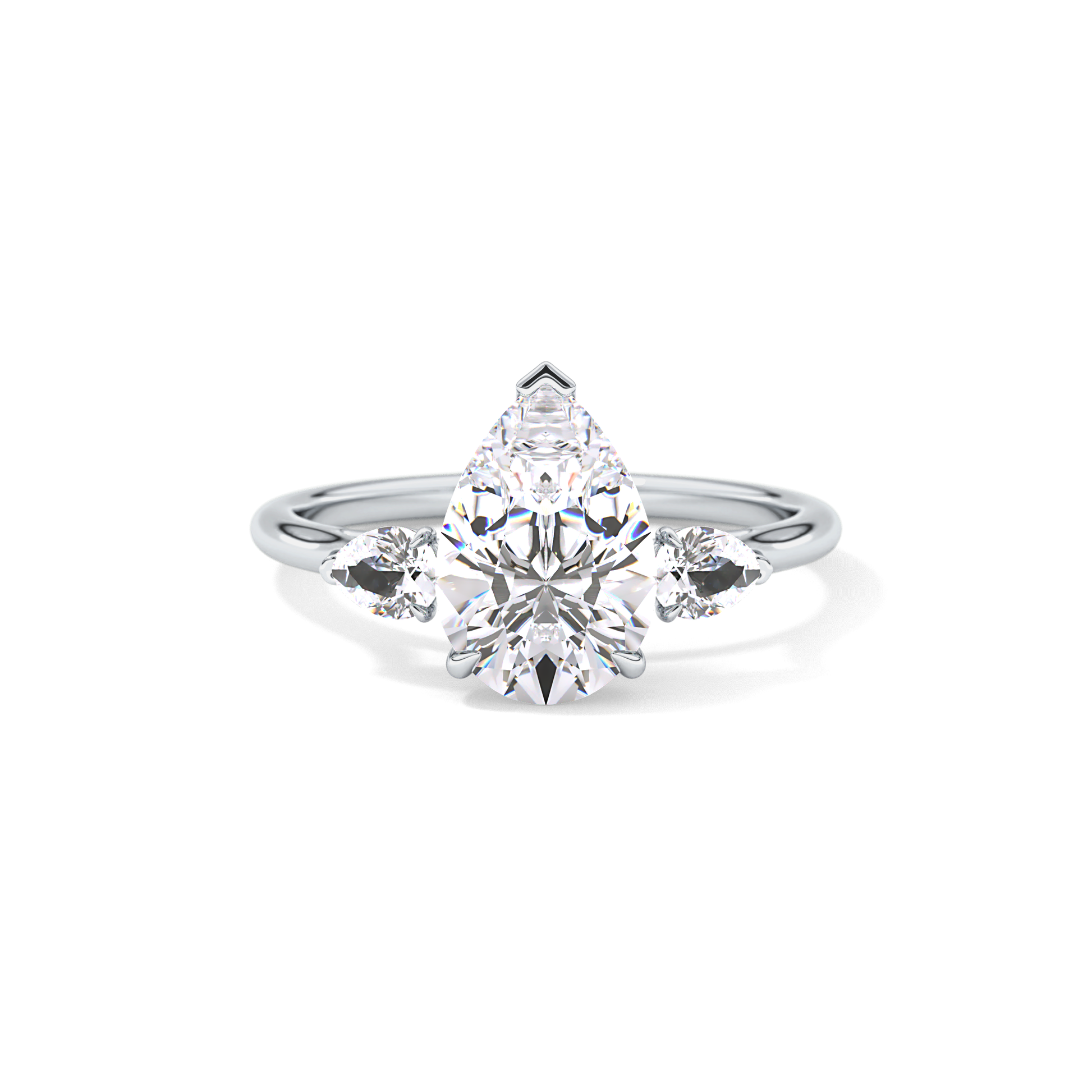 Pear Three Stone Lab Grown Diamond Engagement Ring