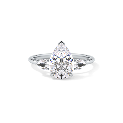 Pear Three Stone Lab Grown Diamond Engagement Ring