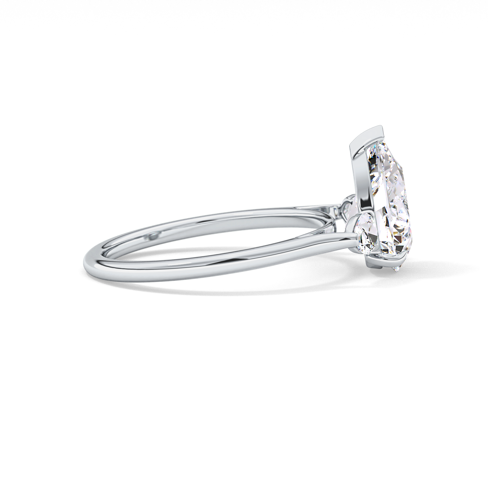 Pear Three Stone Lab Grown Diamond Engagement Ring