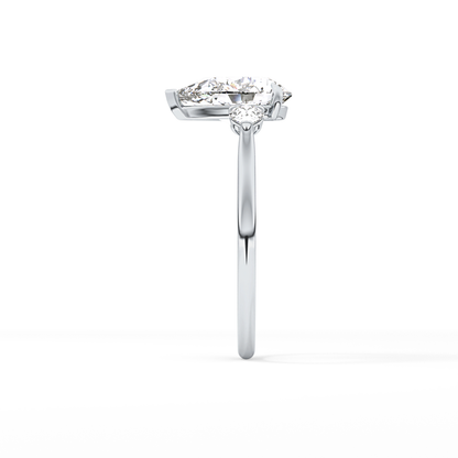 Pear Three Stone Lab Grown Diamond Engagement Ring