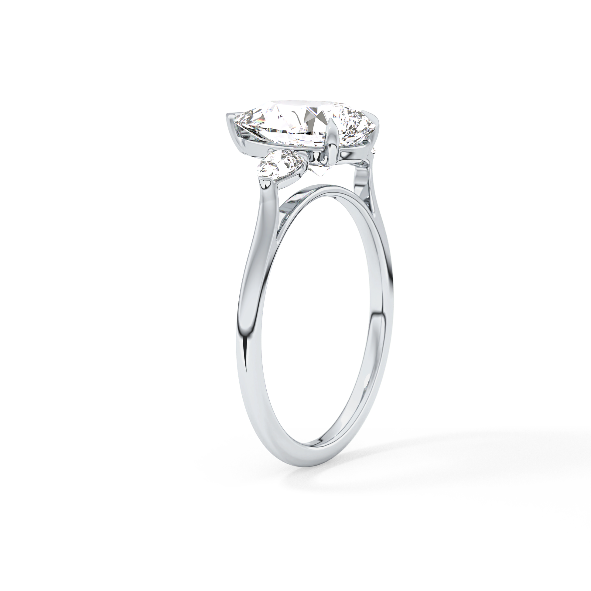 Pear Three Stone Lab Grown Diamond Engagement Ring