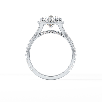 Round Halo & Pave Split Shank Lab Grown Diamond Engagement Ring
