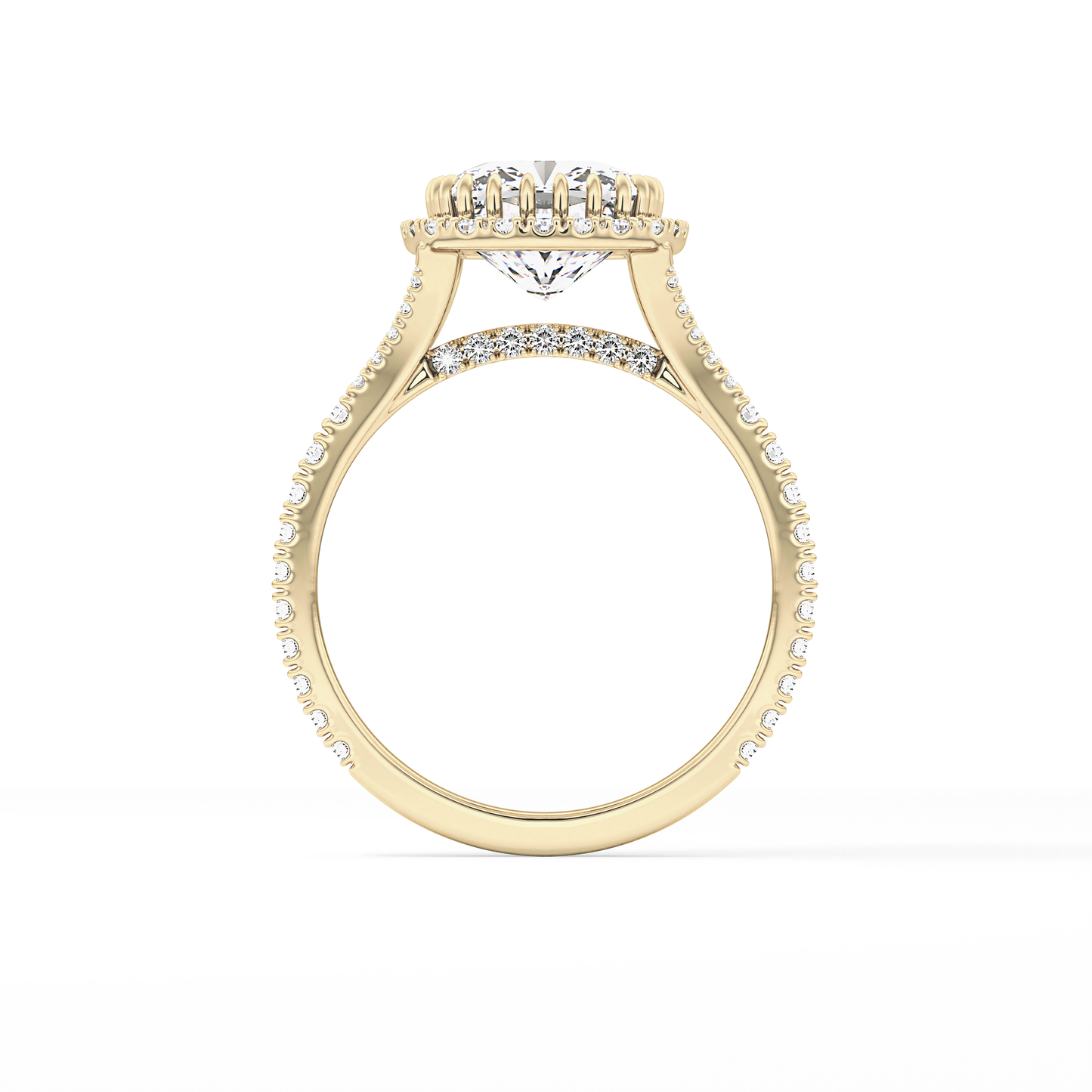 Cushion Halo & Pave Split Shank Lab Grown Diamond Engagement Ring