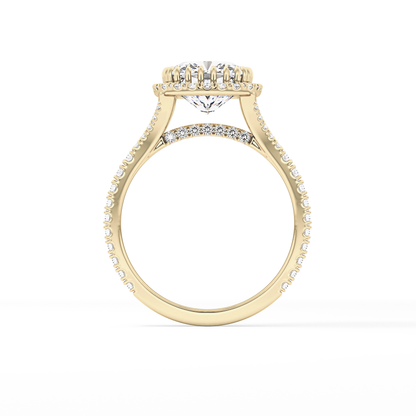Cushion Halo & Pave Split Shank Lab Grown Diamond Engagement Ring