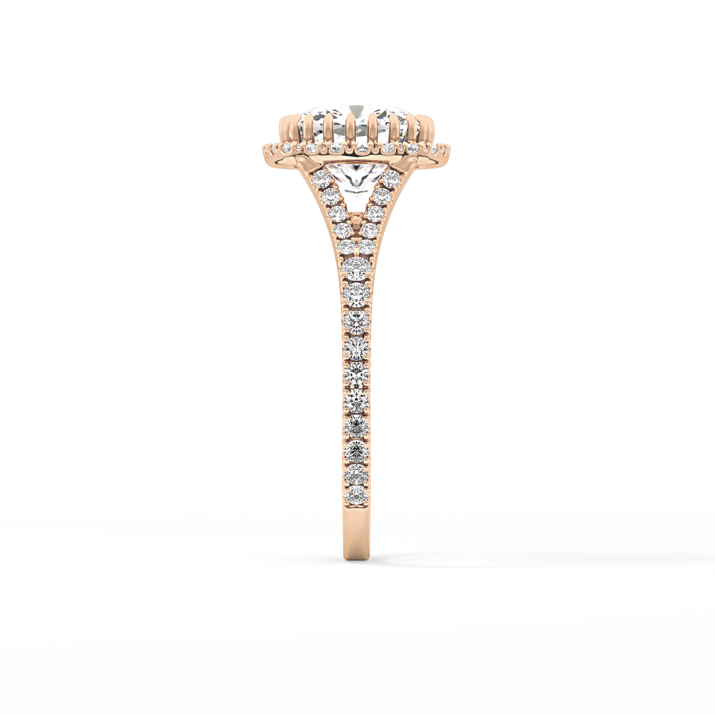 Cushion Halo & Pave Split Shank Lab Grown Diamond Engagement Ring