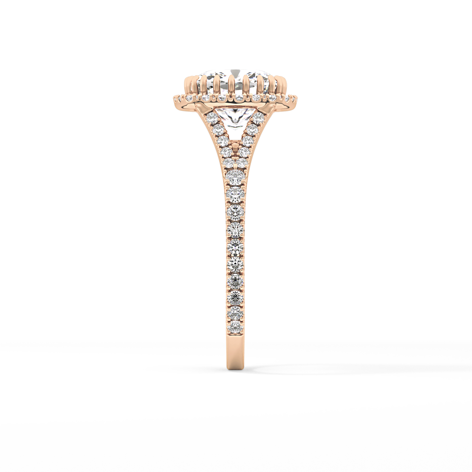 Cushion Halo & Pave Split Shank Lab Grown Diamond Engagement Ring