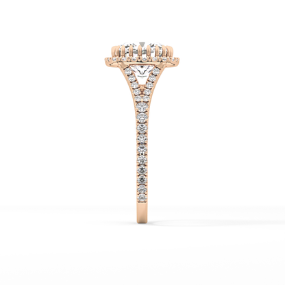 Cushion Halo & Pave Split Shank Lab Grown Diamond Engagement Ring