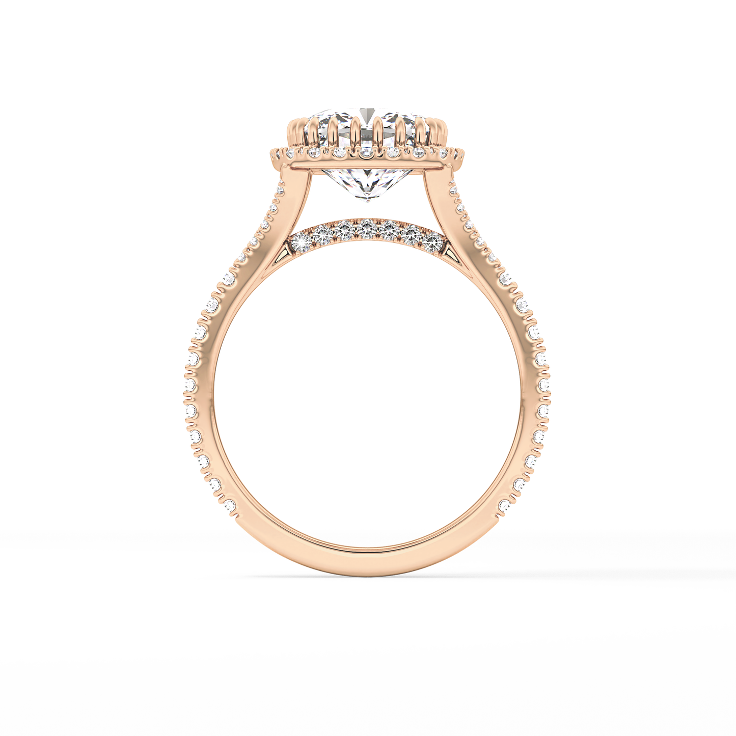 Cushion Halo & Pave Split Shank Lab Grown Diamond Engagement Ring