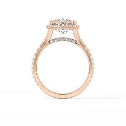 Cushion Halo & Pave Split Shank Lab Grown Diamond Engagement Ring