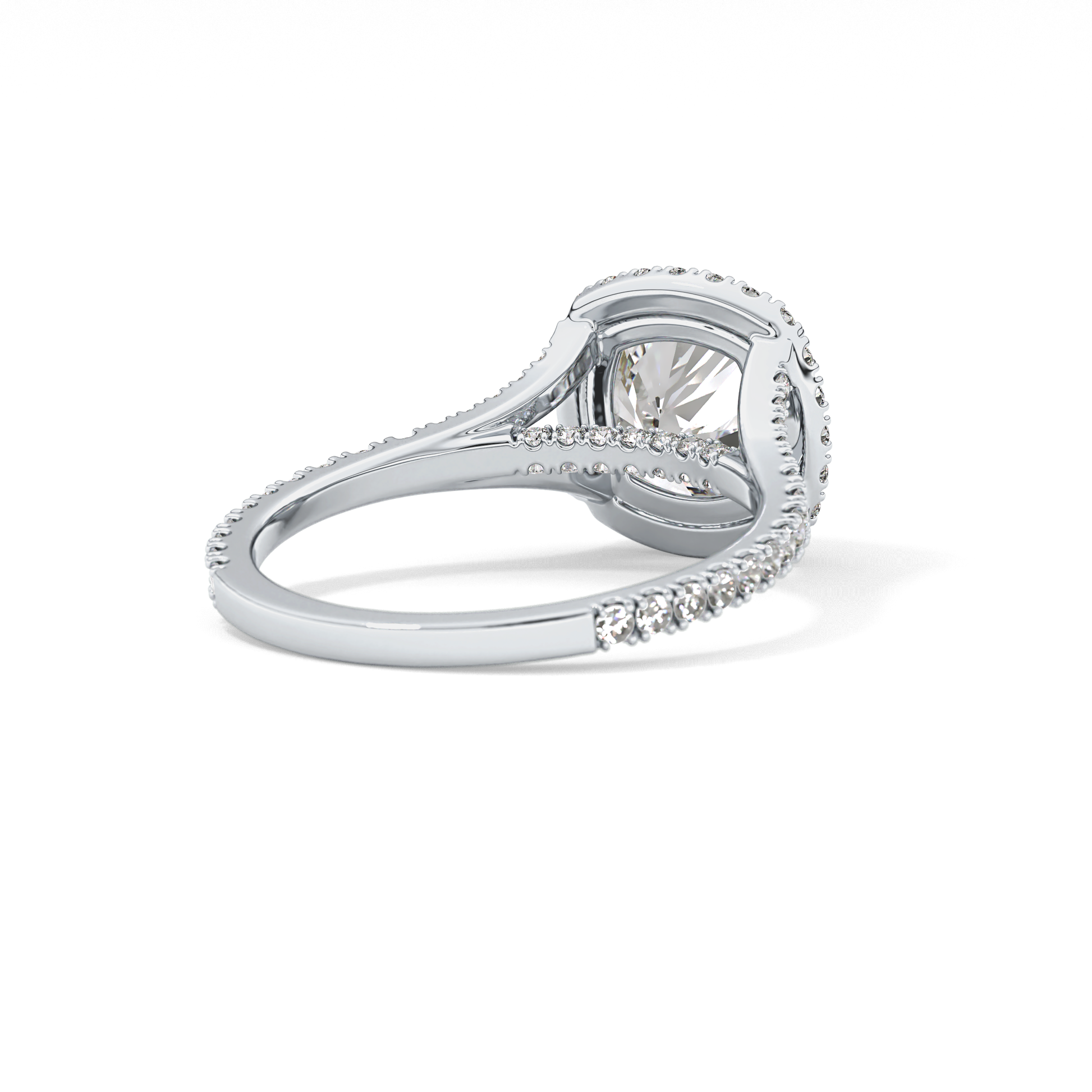 Cushion Halo & Pave Split Shank Lab Grown Diamond Engagement Ring