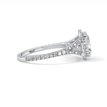 Cushion Halo & Pave Split Shank Lab Grown Diamond Engagement Ring