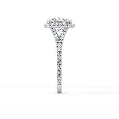 Cushion Halo & Pave Split Shank Lab Grown Diamond Engagement Ring