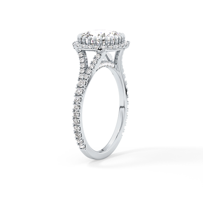Cushion Halo & Pave Split Shank Lab Grown Diamond Engagement Ring