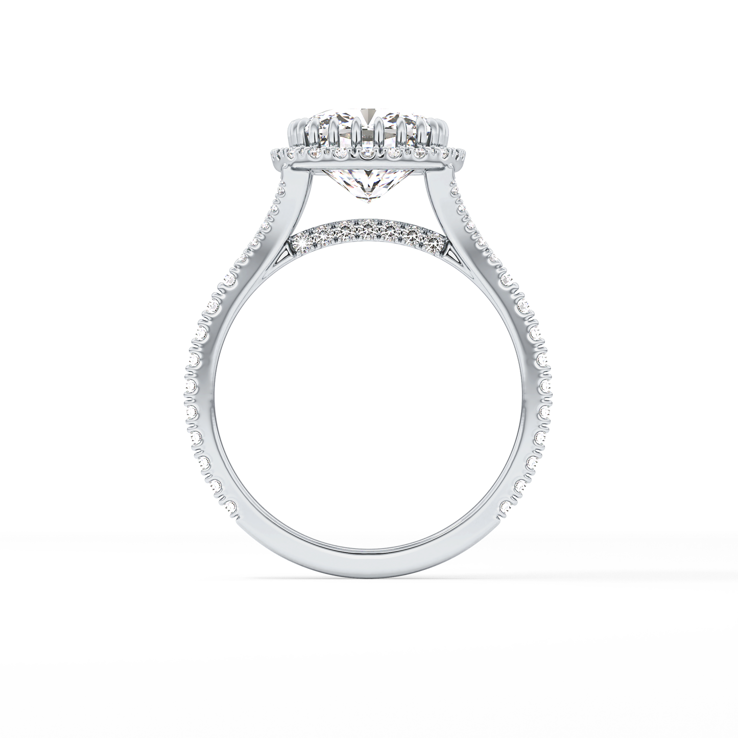 Cushion Halo & Pave Split Shank Lab Grown Diamond Engagement Ring