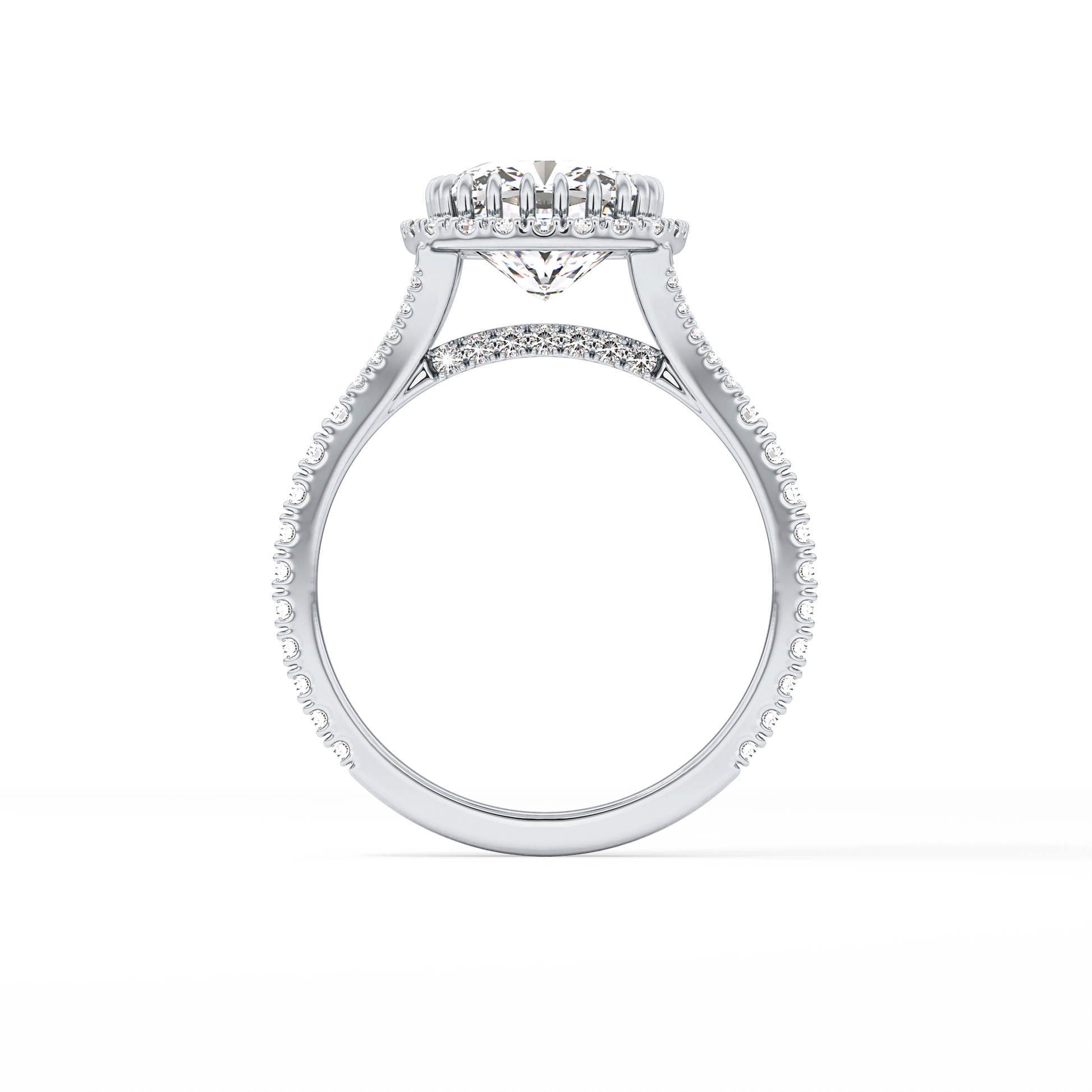 Cushion Halo & Pave Split Shank Lab Grown Diamond Engagement Ring
