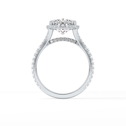 Cushion Halo & Pave Split Shank Lab Grown Diamond Engagement Ring
