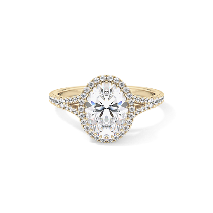Oval Halo & Pave Split Shank Lab Grown Diamond Engagement Ring