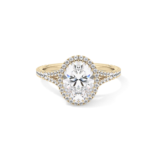 Oval Halo & Pave Split Shank Lab Grown Diamond Engagement Ring
