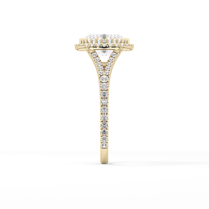 Oval Halo & Pave Split Shank Lab Grown Diamond Engagement Ring