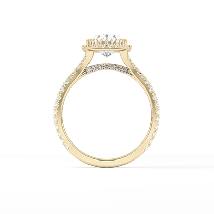 Oval Halo & Pave Split Shank Lab Grown Diamond Engagement Ring