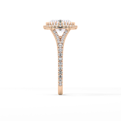 Oval Halo & Pave Split Shank Lab Grown Diamond Engagement Ring