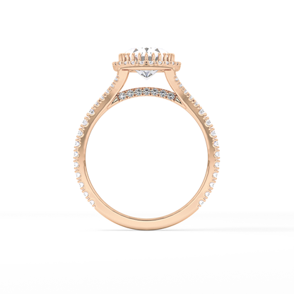 Oval Halo & Pave Split Shank Lab Grown Diamond Engagement Ring