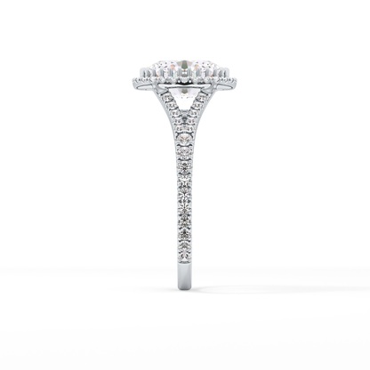 Oval Halo & Pave Split Shank Lab Grown Diamond Engagement Ring
